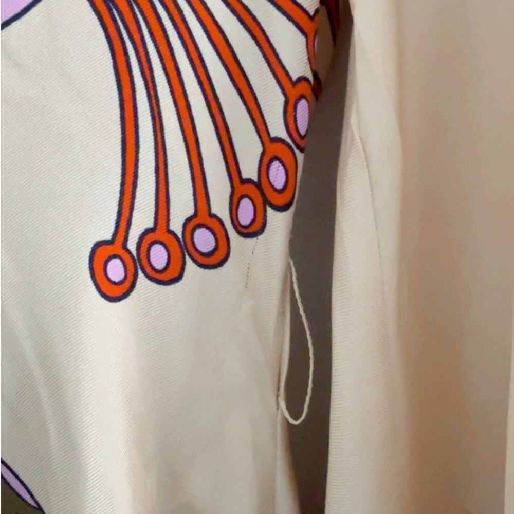 Cream and Orange Patterned Top